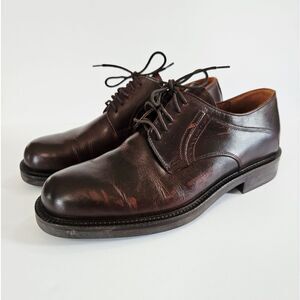 Johnston & Murphy Passport Brown Italian Leather Plain Toe Oxford Dress Shoes 10